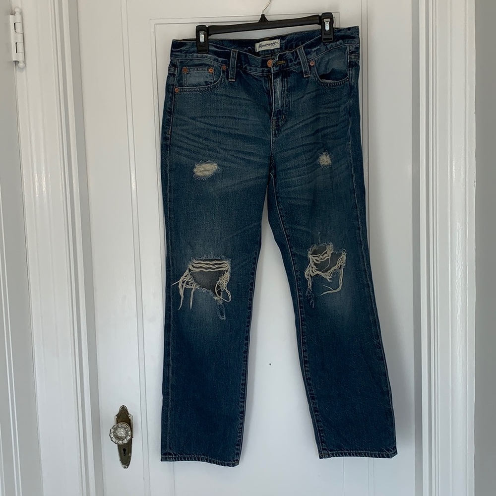 Madewell Boyjean Denim Mom Jeans Distressed 30